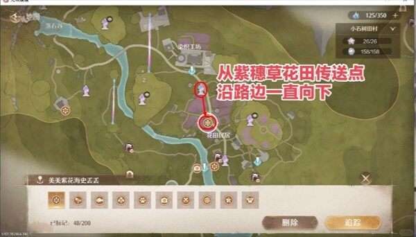 无限暖暖史丢丢大搜寻美美紫花海位置说明